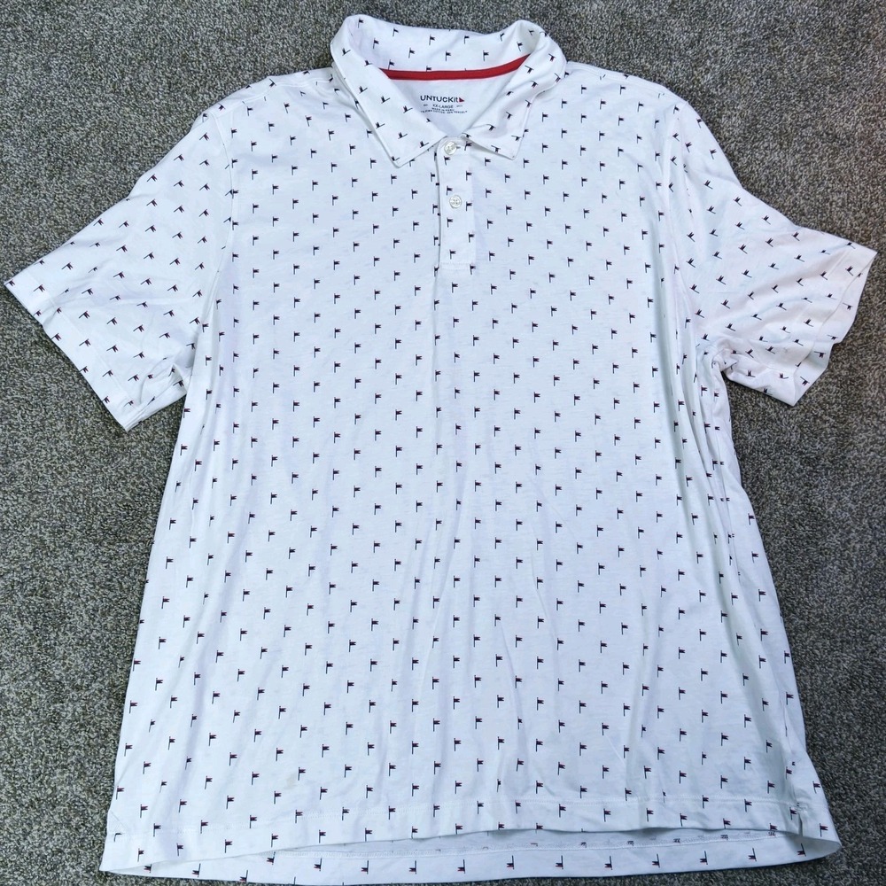 UNTUCKit Pourret Flag Print Shirt Pima Cotton Tencel Mens XXL